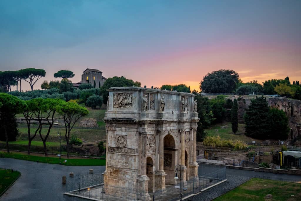 Arch of Constantine at Sunset from Colosseum