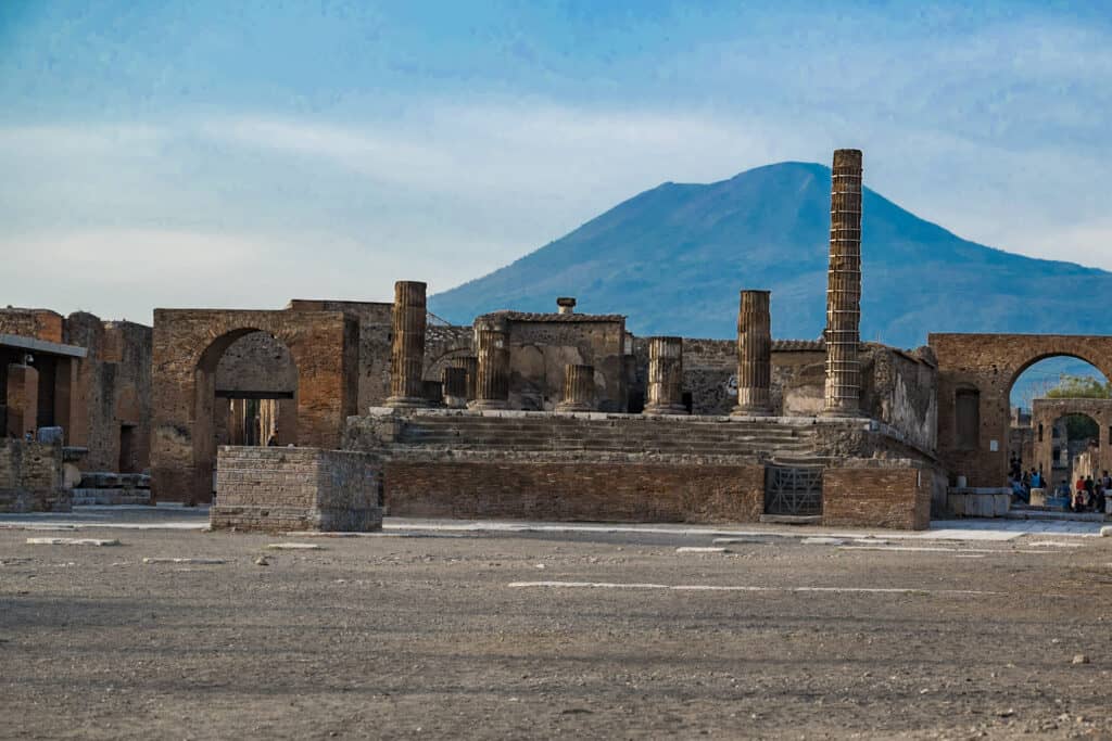 Pompeii Forum with Vesuvius in the background