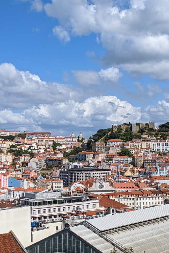 View of Lisbon from Mirador - castle sao jorge on the other hill