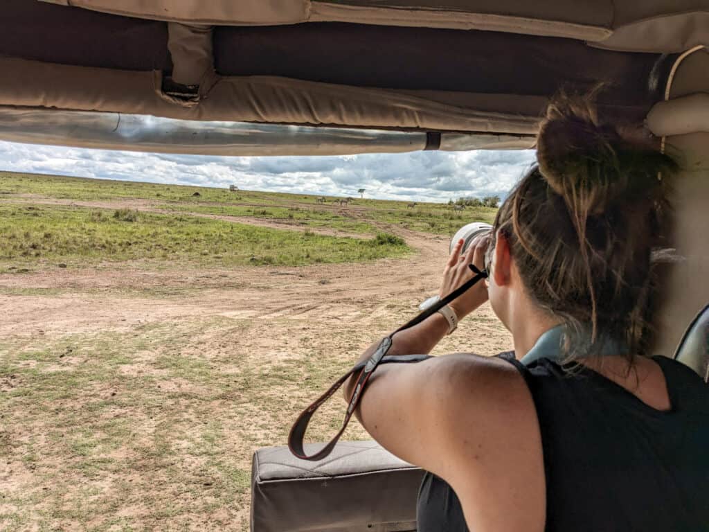 Taking a picture from a safari jeep